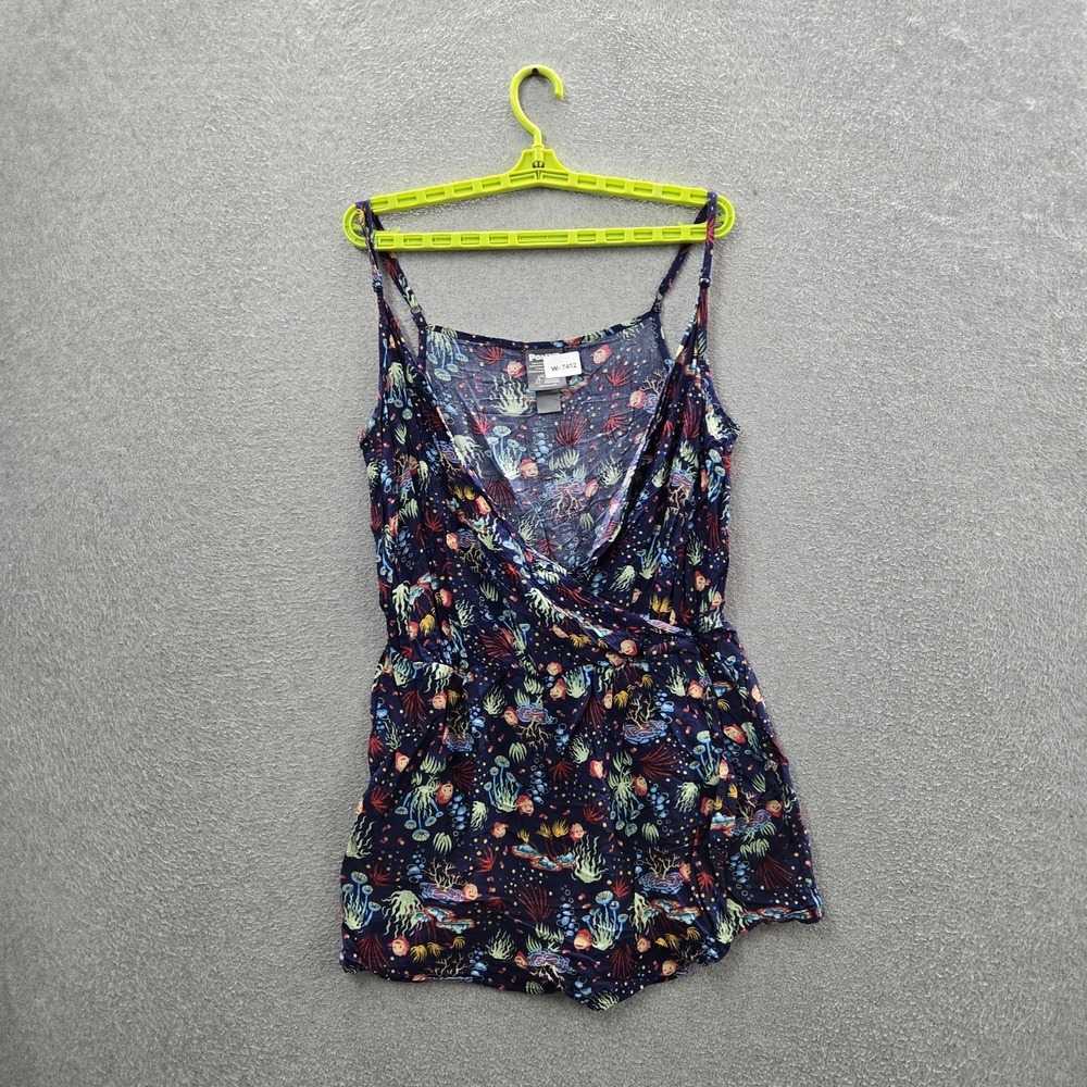 Studio Ghibli Women Romper L Navy Graphic Ponyo Whimsical Sleeveless